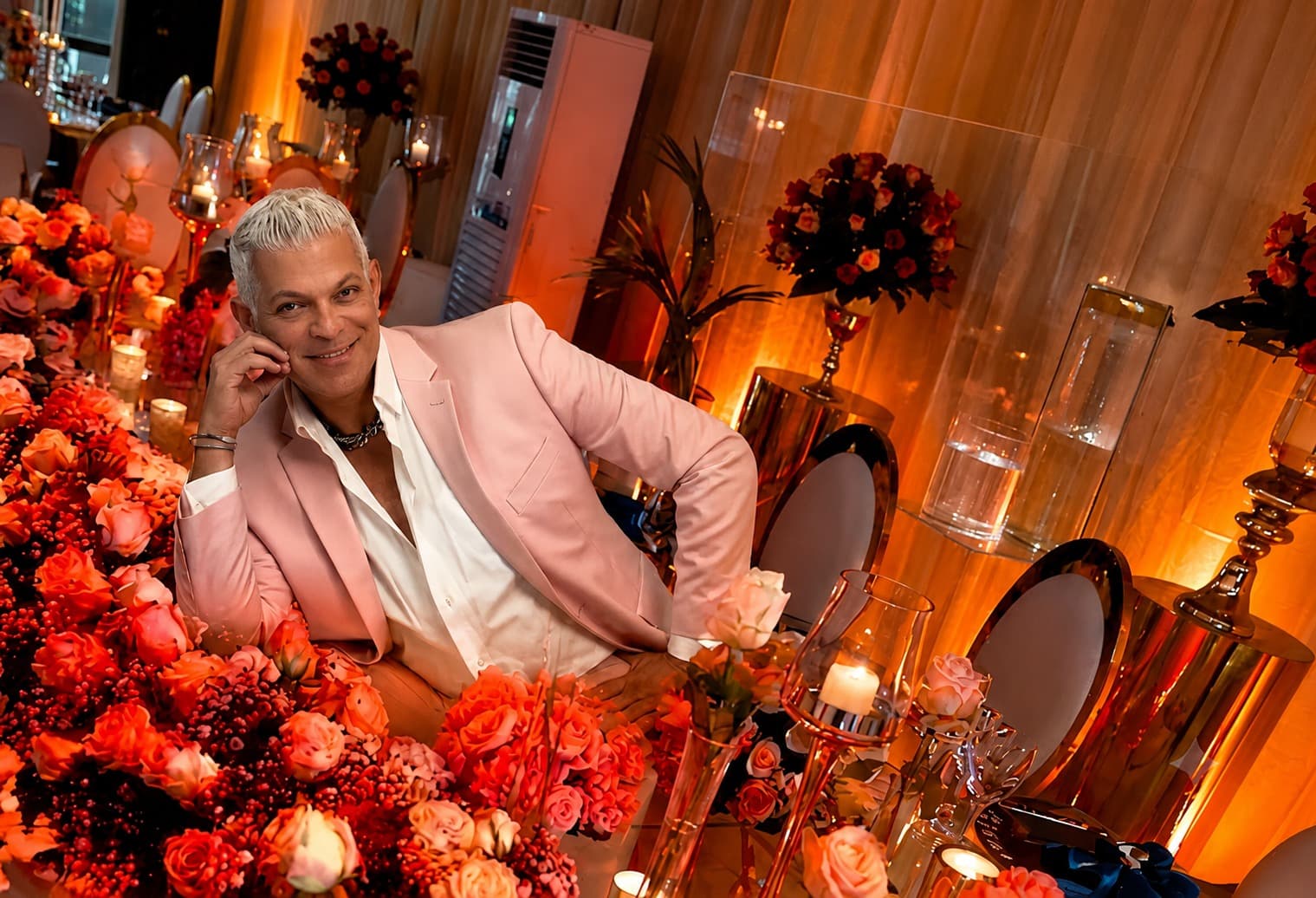 Grand luxury ballroom dressed for an opulent celebration